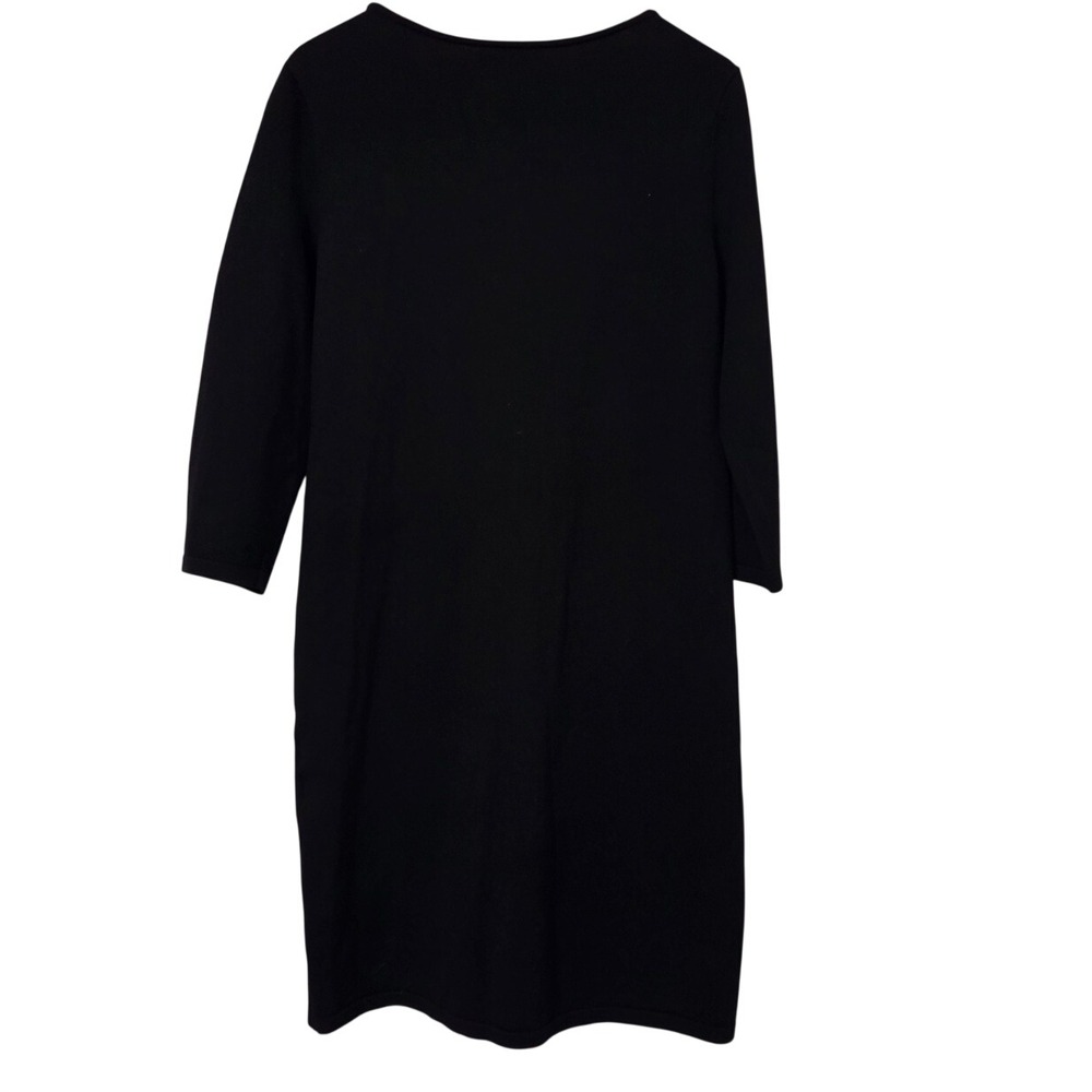 Nine West Women's XL Black Red Damask Knit 3/4 Sleeve Sheath Sweater Dress